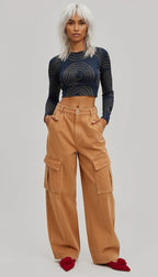 Concentric Long-sleeve crop top
