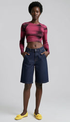 Ember Pink Long-sleeve crop top - Little Black Tee - CUT-SEW