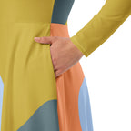 Detail 1: Flow Midi Dress close-up showing fabric texture and print detail
