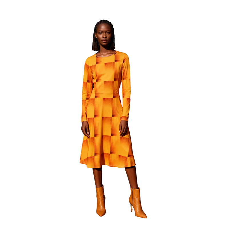 Textured Abstract Midi Dress