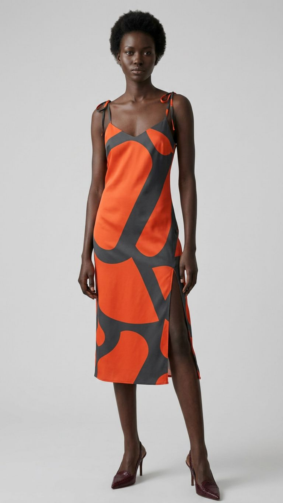 Puzzle Tie-strap Slip Dress